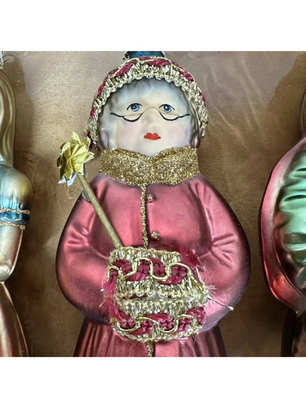 Kurt Adler Polonaise Cinderella Fairy Godmother Prince Glass Ornaments Set of 3
